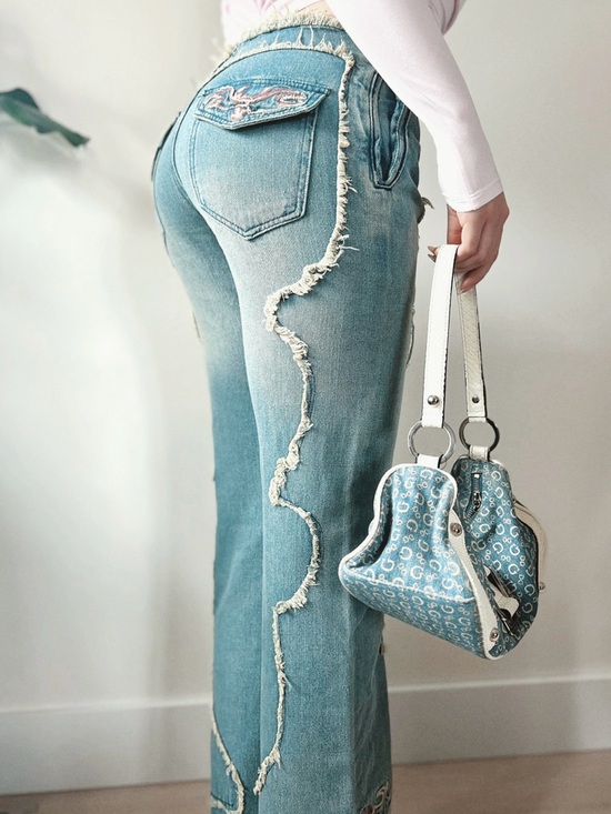 Jaded London Denim - *RARE Jaded London | Crimson Rose Embroidered Jeans
